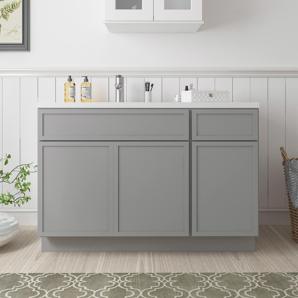 Vanity Art 51" Birch Freestanding Bathroom Vanity Cabinet without Top