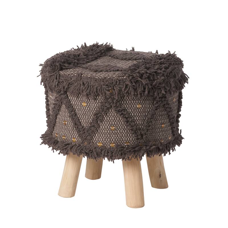 Roja Handcrafted Wool & Cotton 16 X 16 Foot Stool