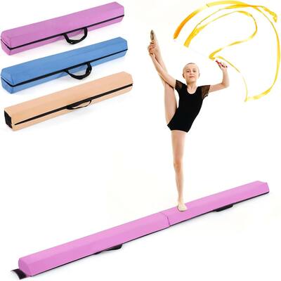 7 FT Folding Balance Beam Foam Floor Gymnastic Beam w/ Carry Handles
