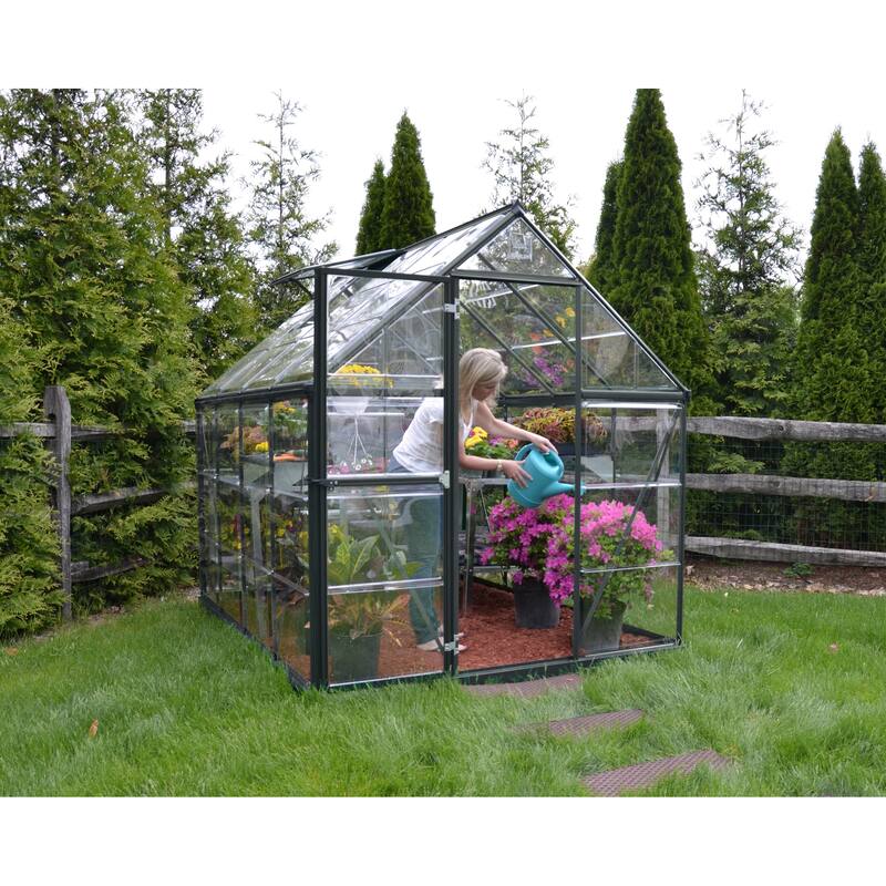 Harmony 6 ft. Silver & Grey /Clear DIY Greenhouse Kit - 6ft.x8ft. grey