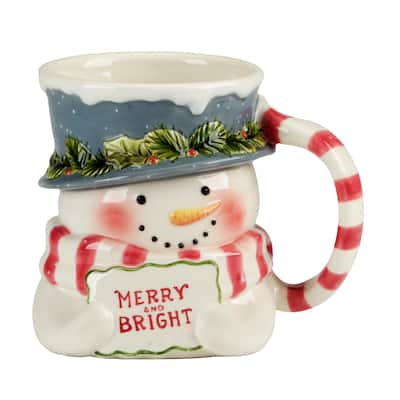 Certified International Snowman Greetings 3-D Mugs, Set of 4
