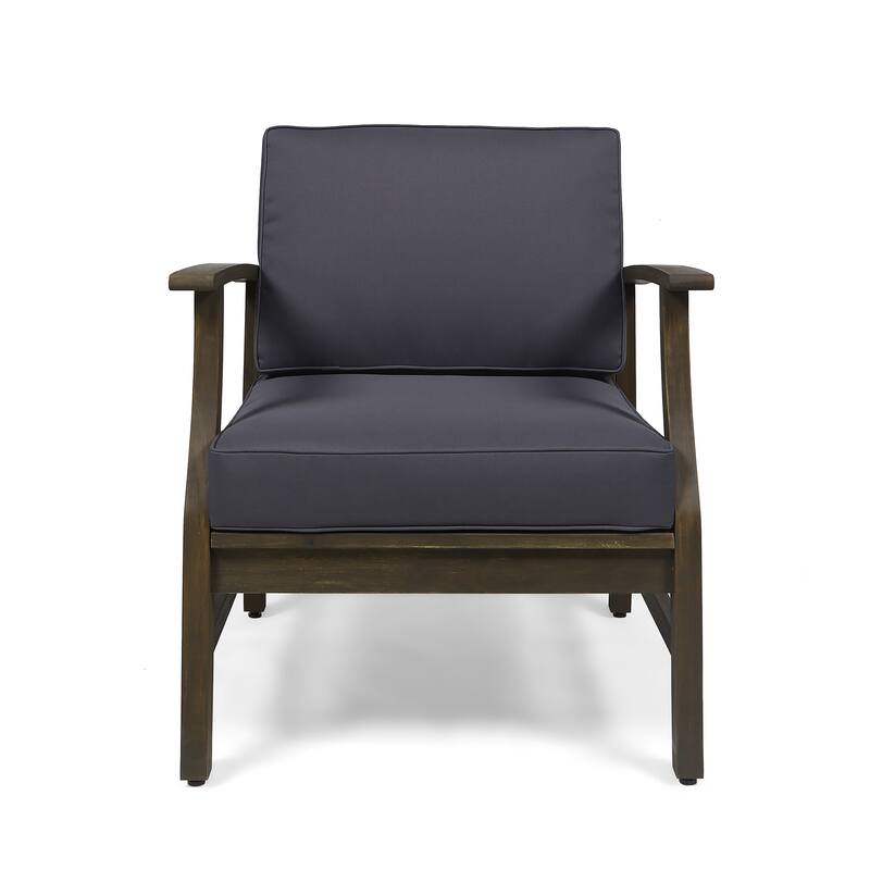 Exquisite Acacia Wood Club Chair with Water-Resistant Cushion