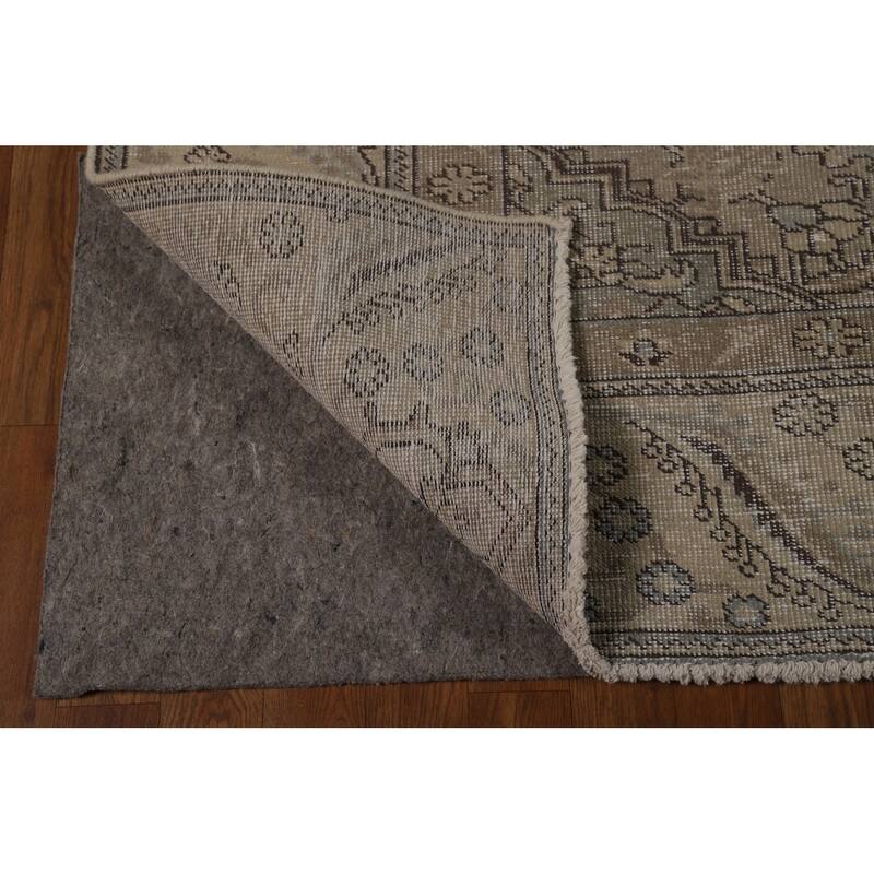 Traditional Tabriz Persian Vintage Rug Handmade Beige Wool Carpet - 9'7" x 12'1"