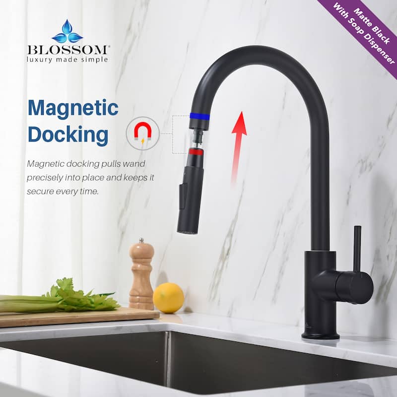 Blossom Solid Pull-Down Kitchen Faucet w/ 360 Swivel, Single Handle
