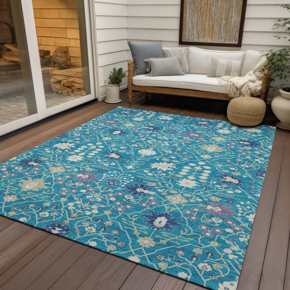 Machine Washable Indoor/ Outdoor Global Traditional Chantille Rug