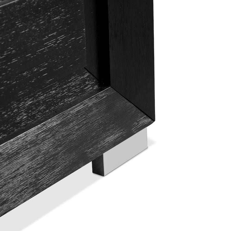 Furniture of America Alaric Modern Black Solid Wood Panel Bed with LED Light Headboard
