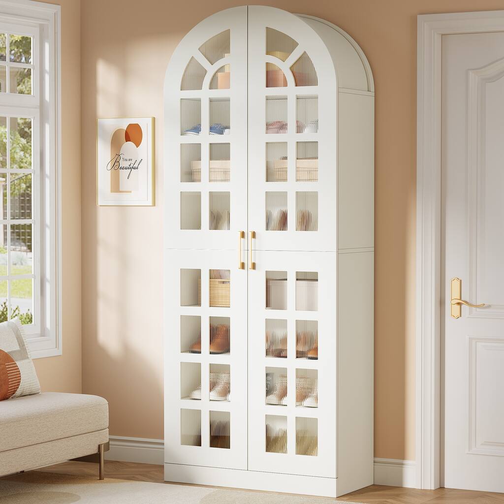 78-Inch Tall Shoe Cabinet with Acrylic Doors and Led Lights