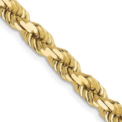 Curata 10k Yellow Gold 8" 5mm Sparkle Cut Rope Chain Bracelet 8 Inch