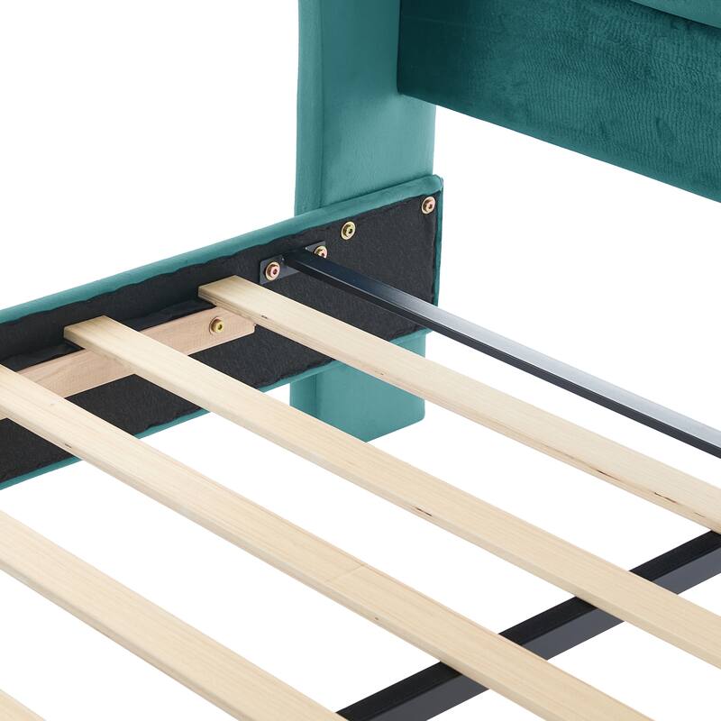 Christopher Knight Home - Amara Traditional Velvet Upholstered Sleigh Bed with Wingback Headboard & Scroll Footboard, King Size