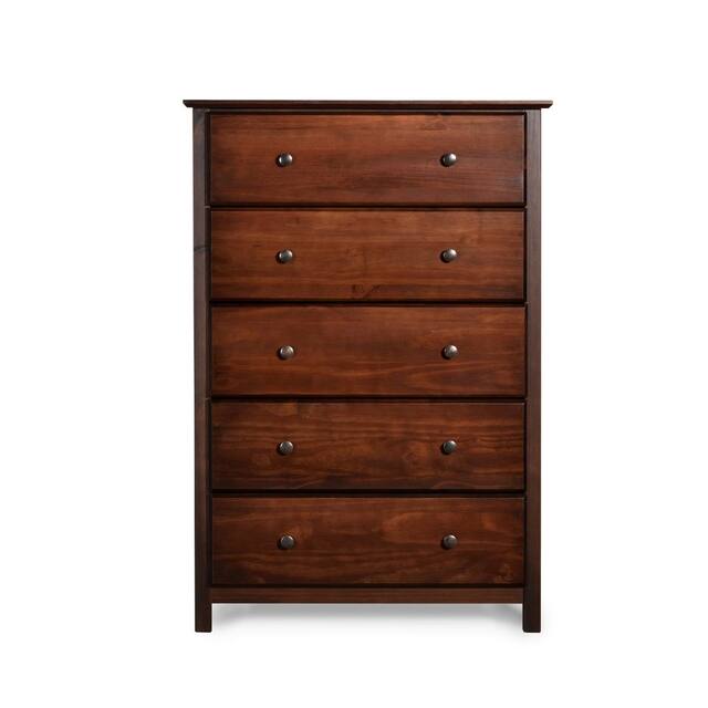 Grain Wood Furniture Shaker 5-drawer Solid Wood Chest - Cherry