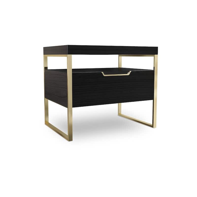 Vant Wooden Night Stand - Black - Gold Leg