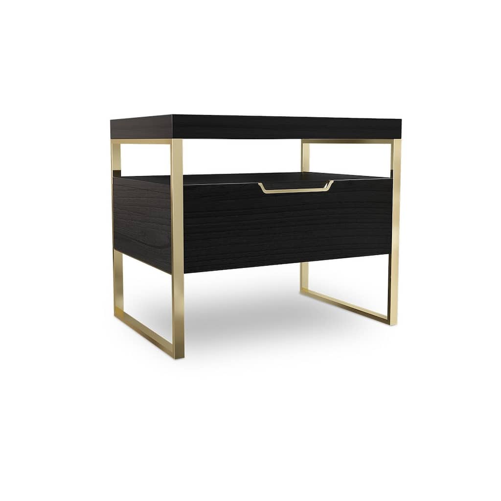 Vant Wooden Night Stand - Black - Gold Leg