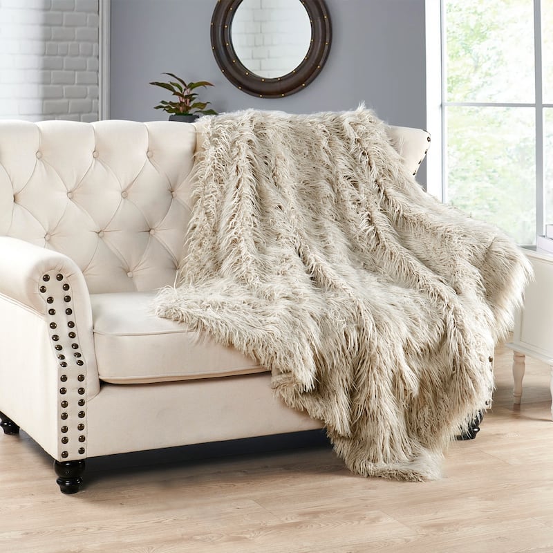 Karenne Shaggy Fauxfur Throw Blanket