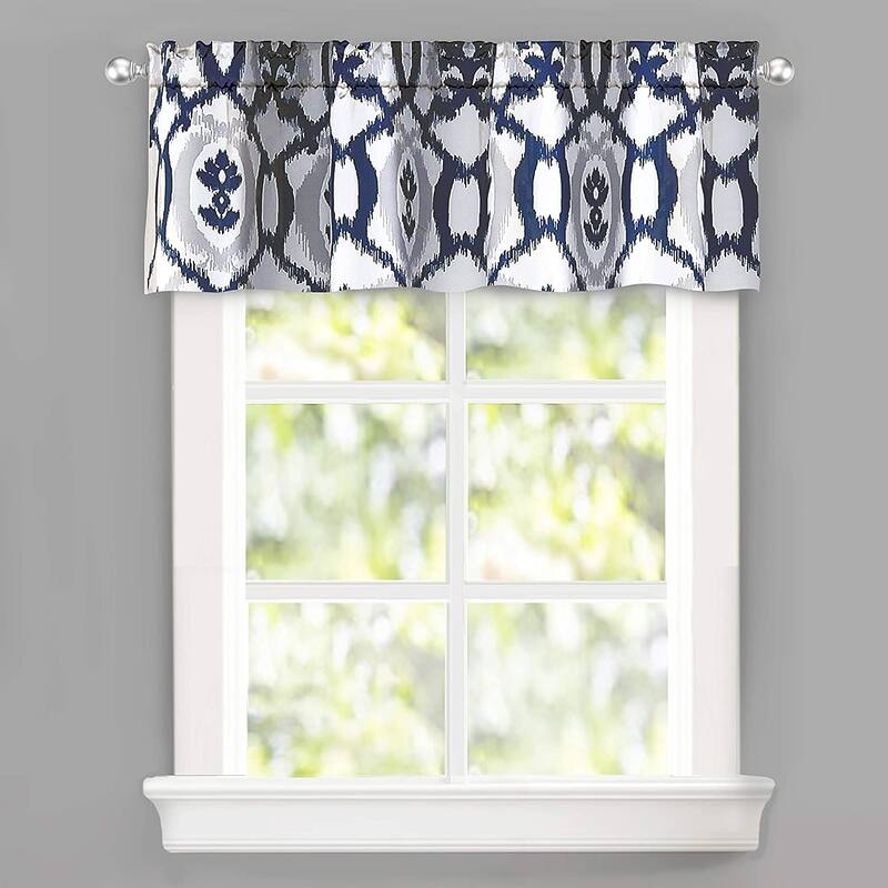DriftAway Evelyn Ikat fleur/Floral Pattern Window Curtain Valance - 52'' width x 14'' length - 52" width x 14 " length