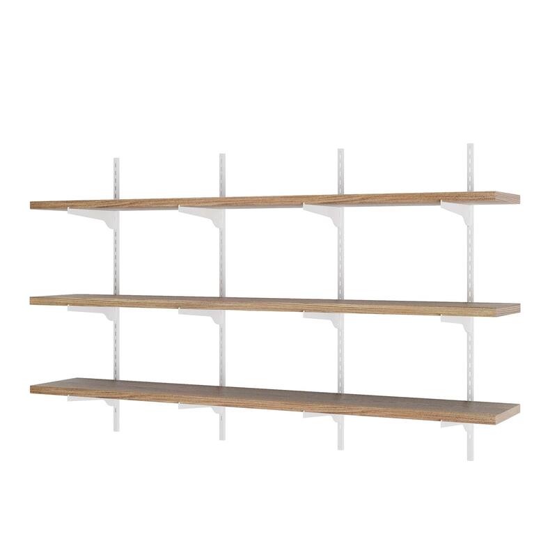 Wallniture Turin 60" Floating Wall Shelf with Adjustable Brackets, Hanging Shelves, Wall Mounted, Boho Decor, Wood, Tier Options