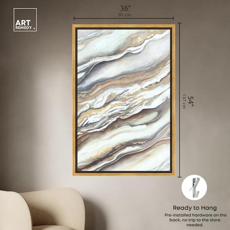 Art Remedy Neutral Lines I Framed Boho Abstract 1 Piece Canvas Wall Art