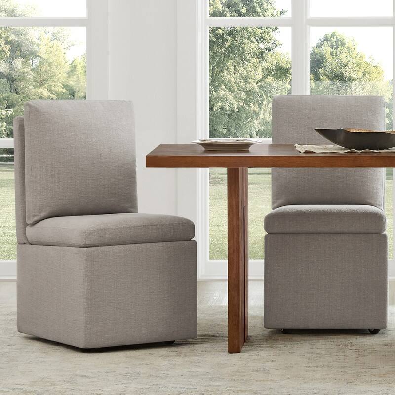 Nathan Dining Chair with Caster & Storage Set of 2 - N/A