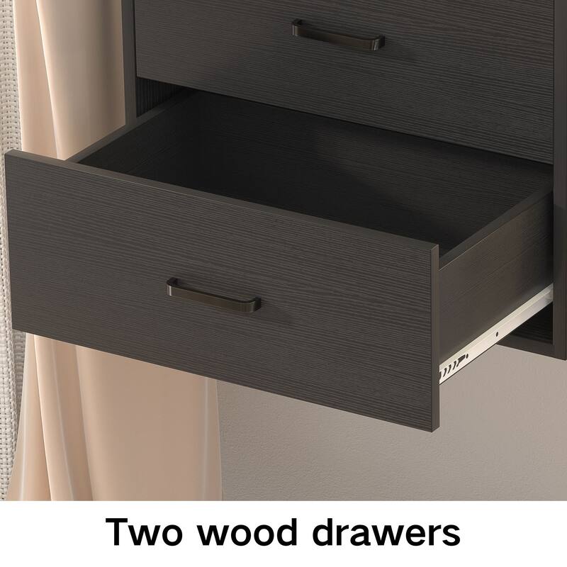 96'' Hanging Closet System with 3 Hanging Rod ＆ 3 Shelving Towers ＆ 2 Drawers,8FT Walk in Closet Organizer System