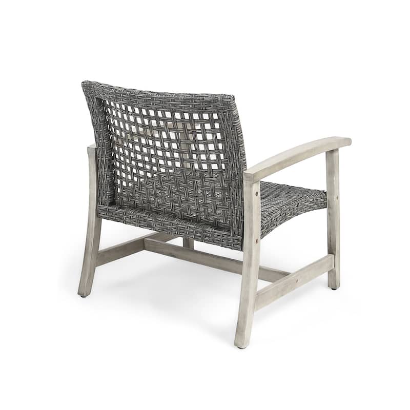 Hampton Outdoor Wood/Wicker Club Chair (Set of 2) by Christopher Knight Home