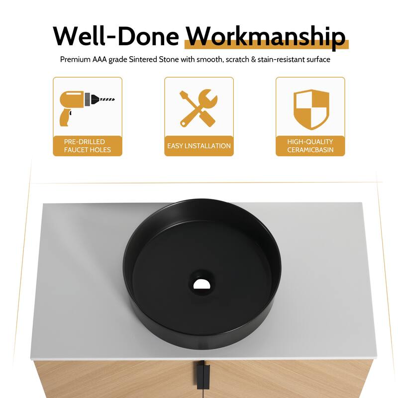 Bathroom Vanity With Sink In 30/36 Inch, Floating Bathroom Vanity With 2 Soft Close Doors