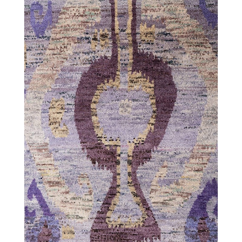 Ikat One-of-a-Kind Handmade Area Rug, Purple - 9' 0" x 12' 3"