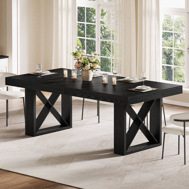 63-Inch Rectangle Dining Table, Farmhouse Kitchen Table for Home