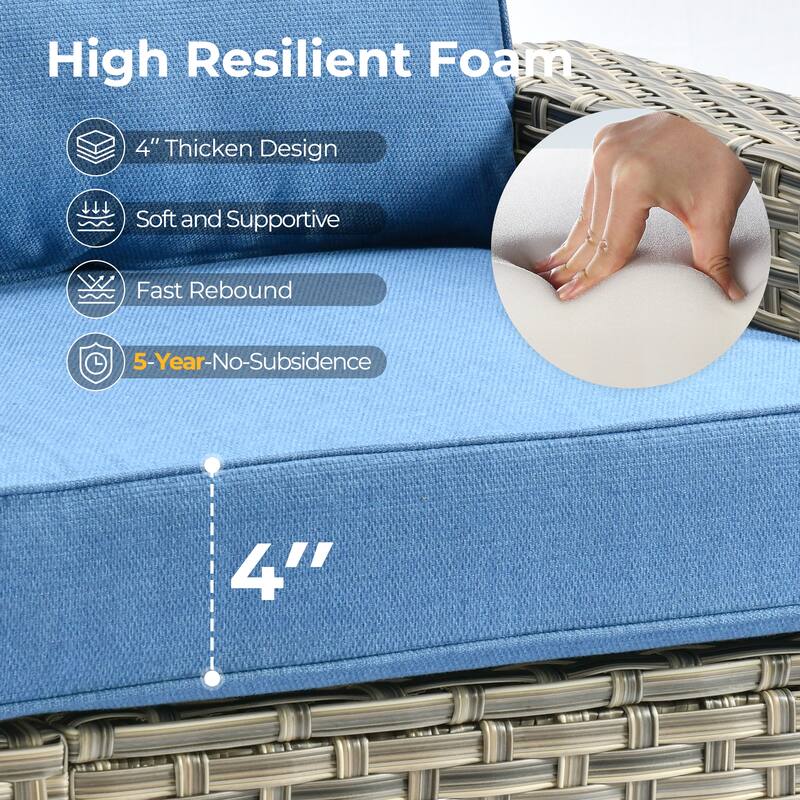 HOOOWOOO 10-piece Rattan Wicker Patio Outdoor Furniture Fire Pit Set with Swivel Rocking Chairs