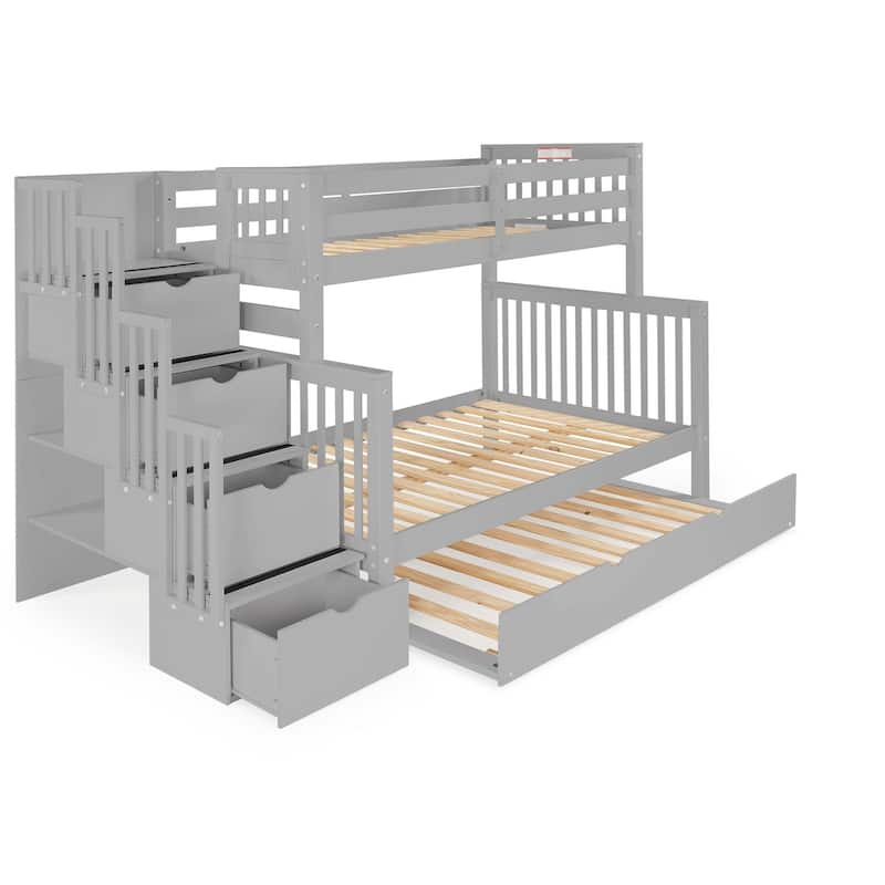Taylor & Olive Trillium Twin over Full Stairway Bunk Bed, Twin Trundle