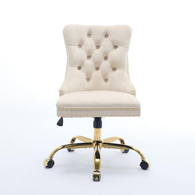 Velvet Office Chair Tufted Adjustable Swivel Desk Chair