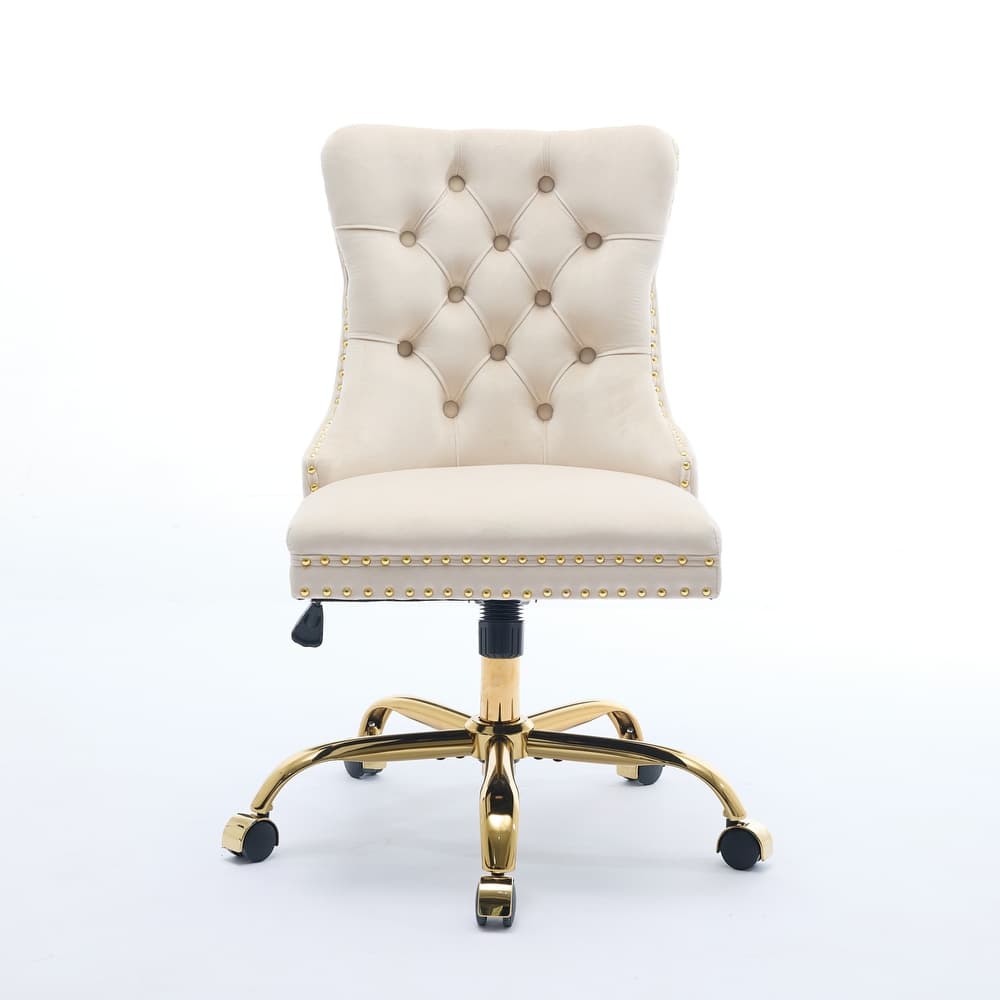 Velvet Office Chair Tufted Adjustable Swivel Desk Chair