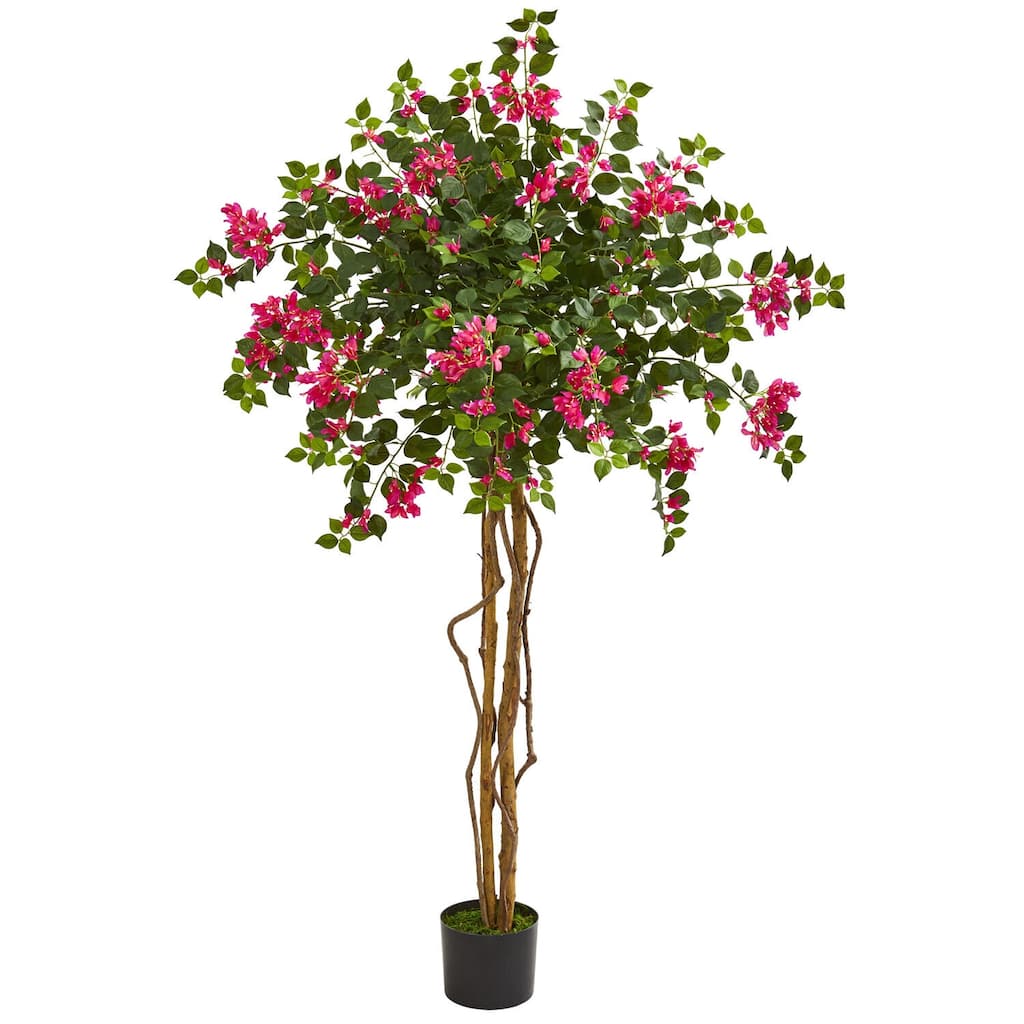 Retro Artificial Tree - 5.5Ft Indoor Decorative Tree with Dual Trunk & Colorful Blooms - 5.5ft.