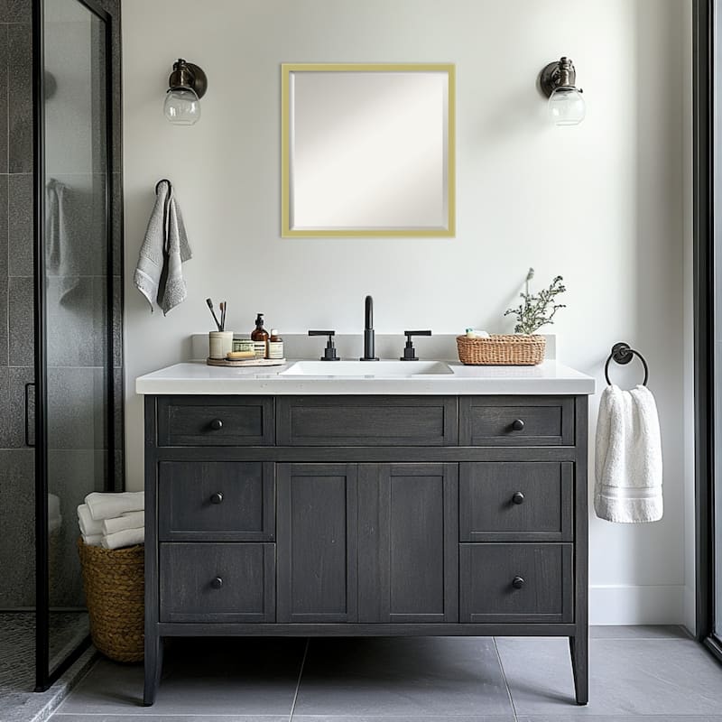 Incline Beveled Wood Framed Bathroom Vanity Wall Mirror
