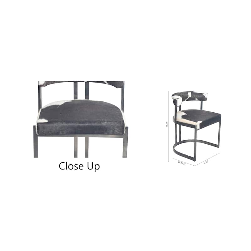 Black Stainless Steel Chair with Black and White Hairline Leather