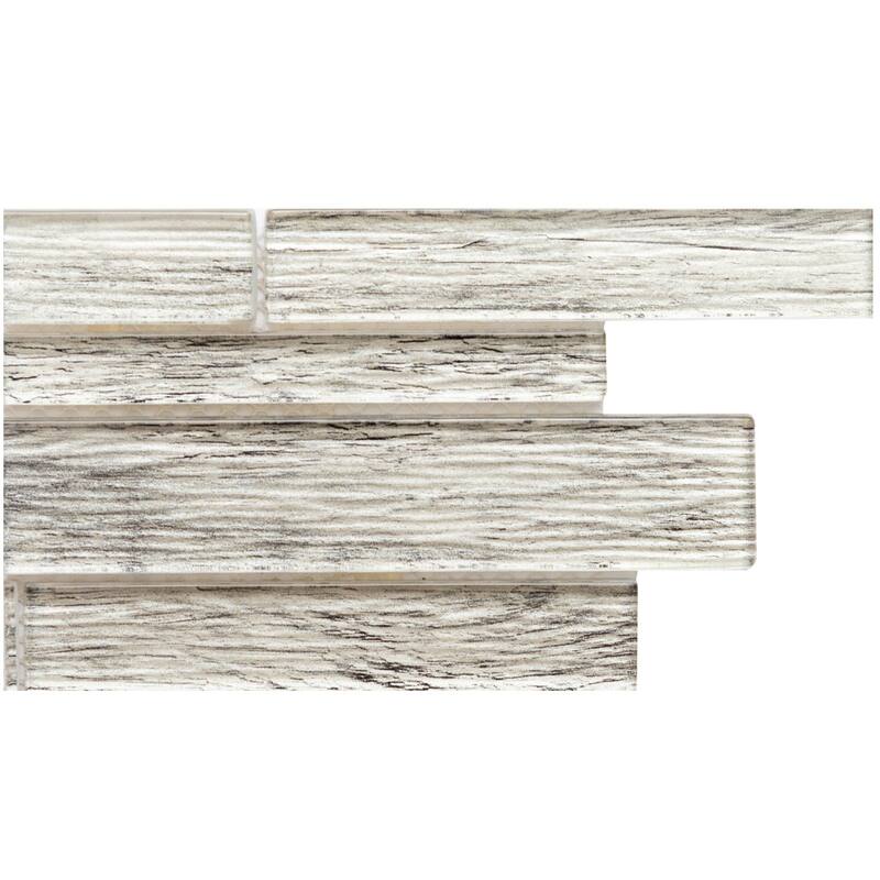 The Tile Life Woodland 1x3 Silver Glass Backsplash Wall Tile
