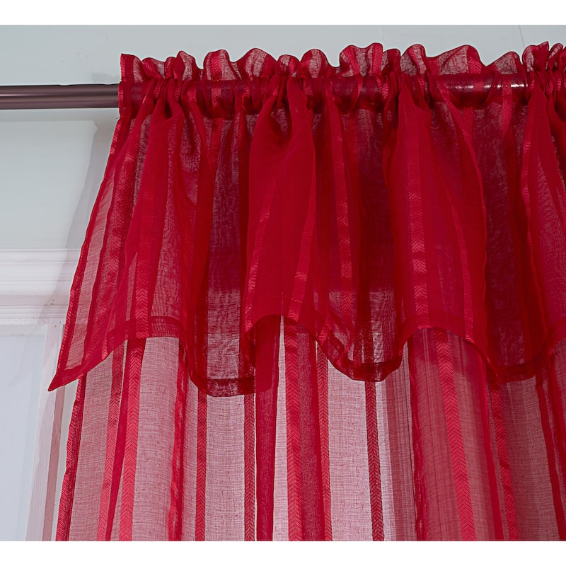 Gretchen Striped Sheer Window Curtain Rod Pocket 90 inch - 54 x 90 in.