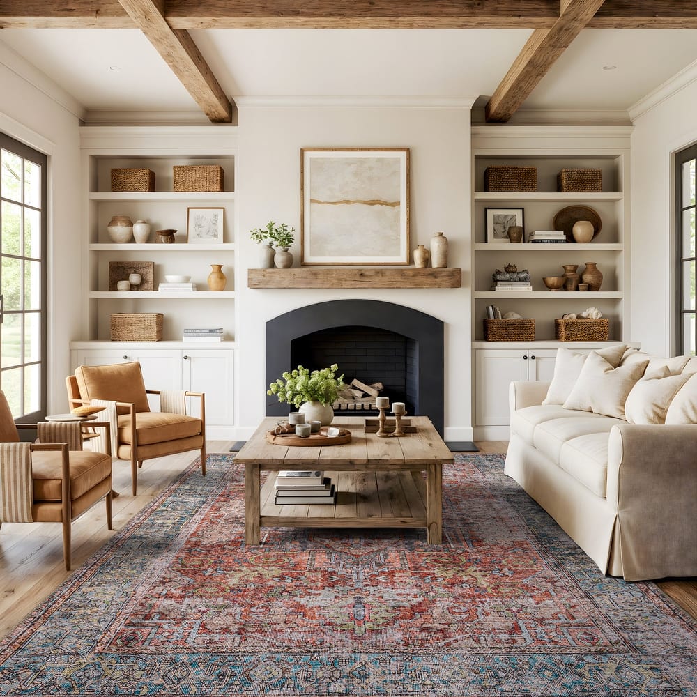 World Rug Gallery Vintage Inspired Distressed Machine Washable Area Rug