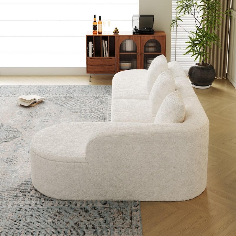 111.8" Modern L-shaped Curved Modular Sofa with Three Pillows