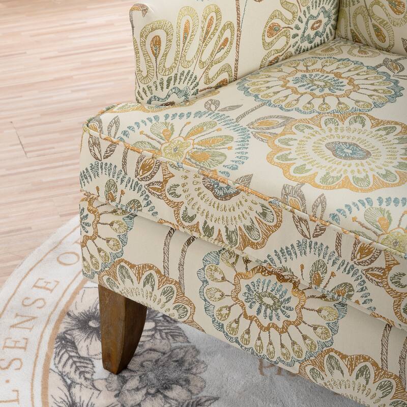 Beige+Yellow Modern 28.54" Upholstered Accent Chair with Solid Wood Frame and Nailheads for Living Room