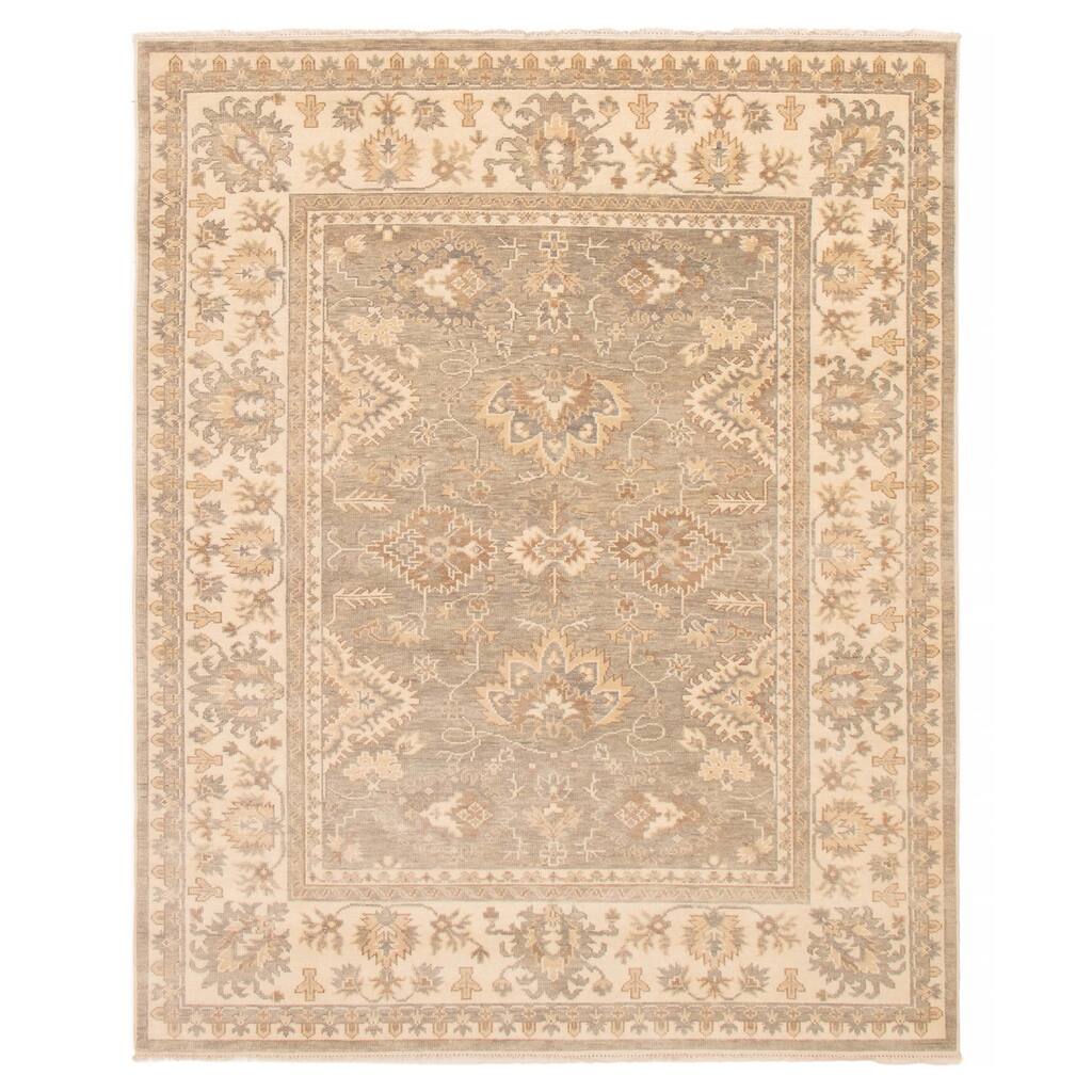 ECARPETGALLERY Hand-knotted Oushak Grey Wool Rug - 8'0 x 9'11
