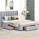 preview thumbnail 18 of 31, Minimalist Design Full Size Upholstered Wooden Platform Bed with Headboard,3 Storage Drawers in Footboard