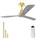 preview thumbnail 2 of 86, Sofucor 48/52 Inch Ceiling Fan with Light, Solid Wood Blades for Living Room, Bedroom,Smart Optional 52"-Remote Control-Non-light - Gold with Gray Solid wood Blades