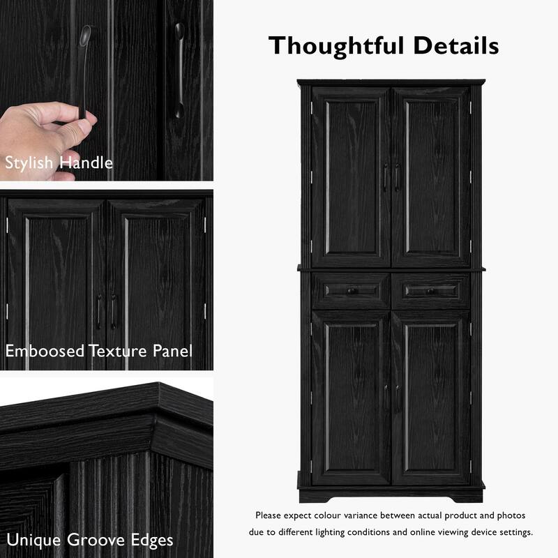 71" Tall Kitchen Pantry Cabinet with 3 Pull Out Cabinet Organizers