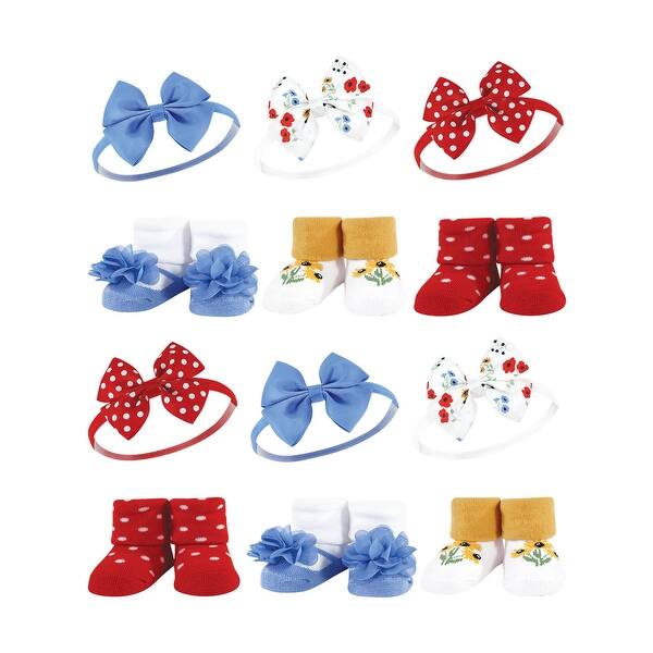 slide 1 of 1, Hudson Baby Infant Girl 12Pc Headband and Socks Giftset, Wildflower, One Size - Wildflower Wildflower - One Size