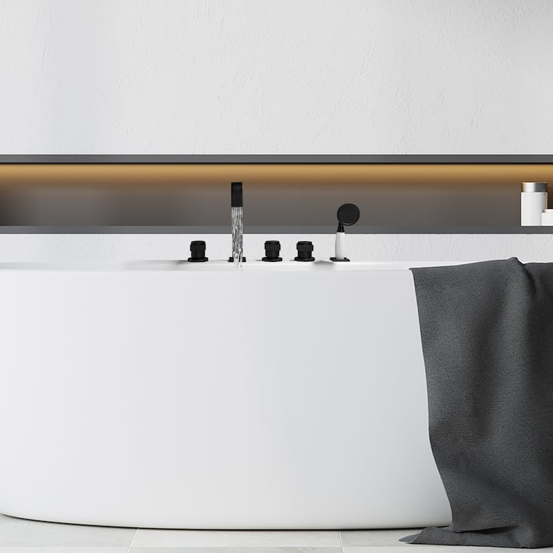 Altair Vikran Triple Handle Deck-Mount Roman Tub Faucet Trim with Handshower