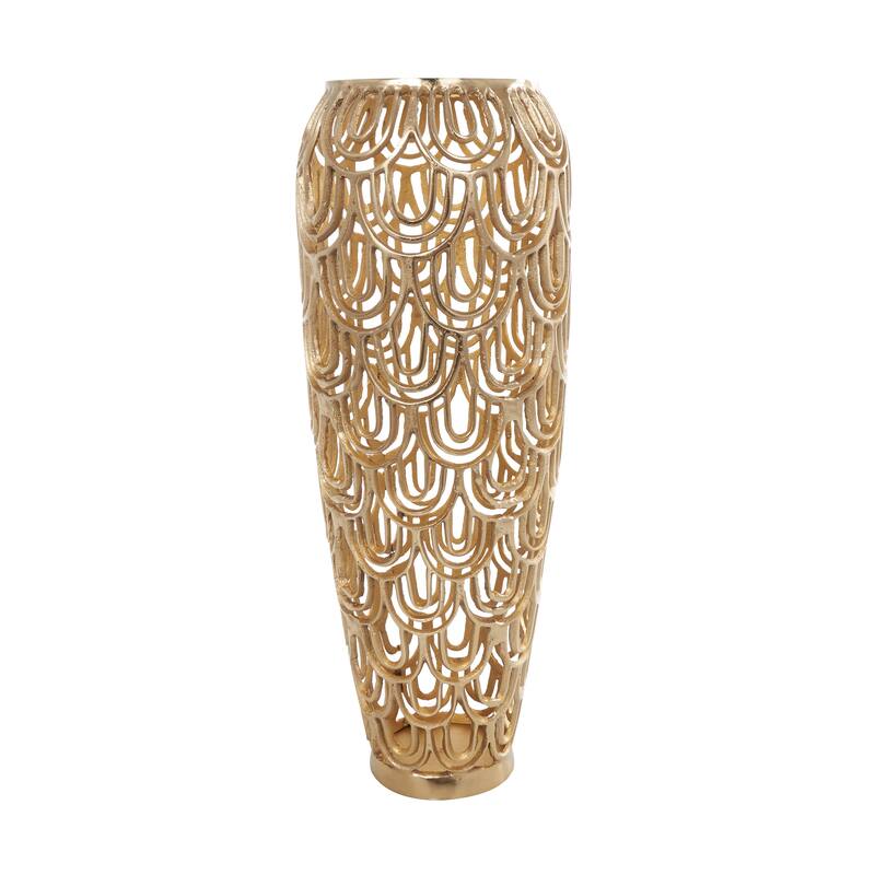 Gold Aluminum Metal Art Deco Inspired Arched Geometric Vase