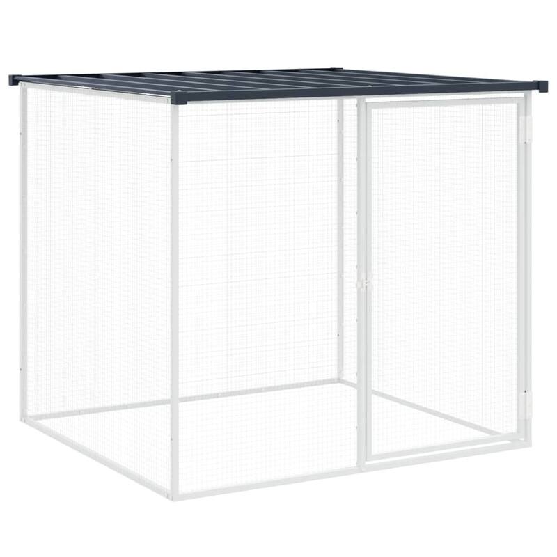 vidaXL Chicken Cage with Roof Light Gray/Anthracite multisize Galvanized Steel - 237.4" x 38.6" x 35.4" - Anthracite