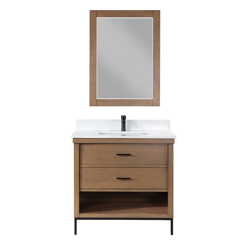 Altair Kesia Bathroom Vanity with Composite Stone Countertop with Mirror