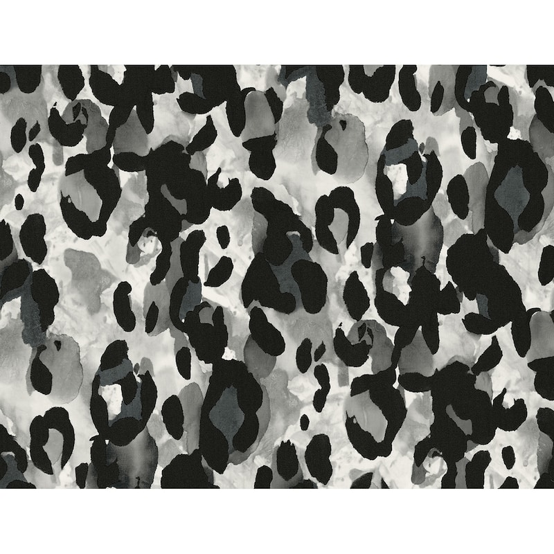 Harry & Grace Leopard Print Peel and Stick Wallpaper - 27 in. W x18 ft. L - Anchored Gray