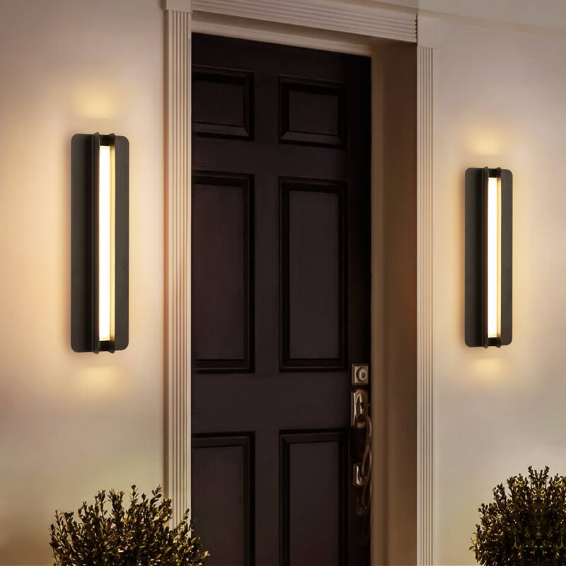 Modern Black Outdoor Wall Lights Linear Dimmable LED Wall Sconce Lights