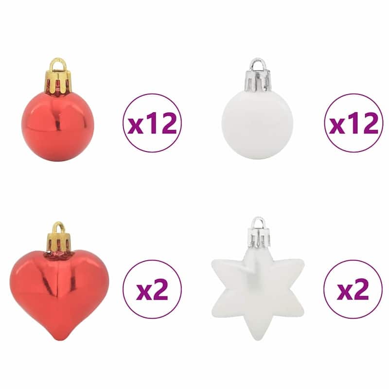 vidaXL Christmas Bauble Set 40 pcs Red and White - 2.4 x 2.4 x 2.4